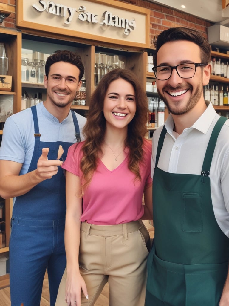 A small, round robot with a smooth white surface and blue accents operates a blue laptop on a sleek, floating platform. The robot has glowing eyes and an antenna on its head, with an 'AI' emblem on its front.