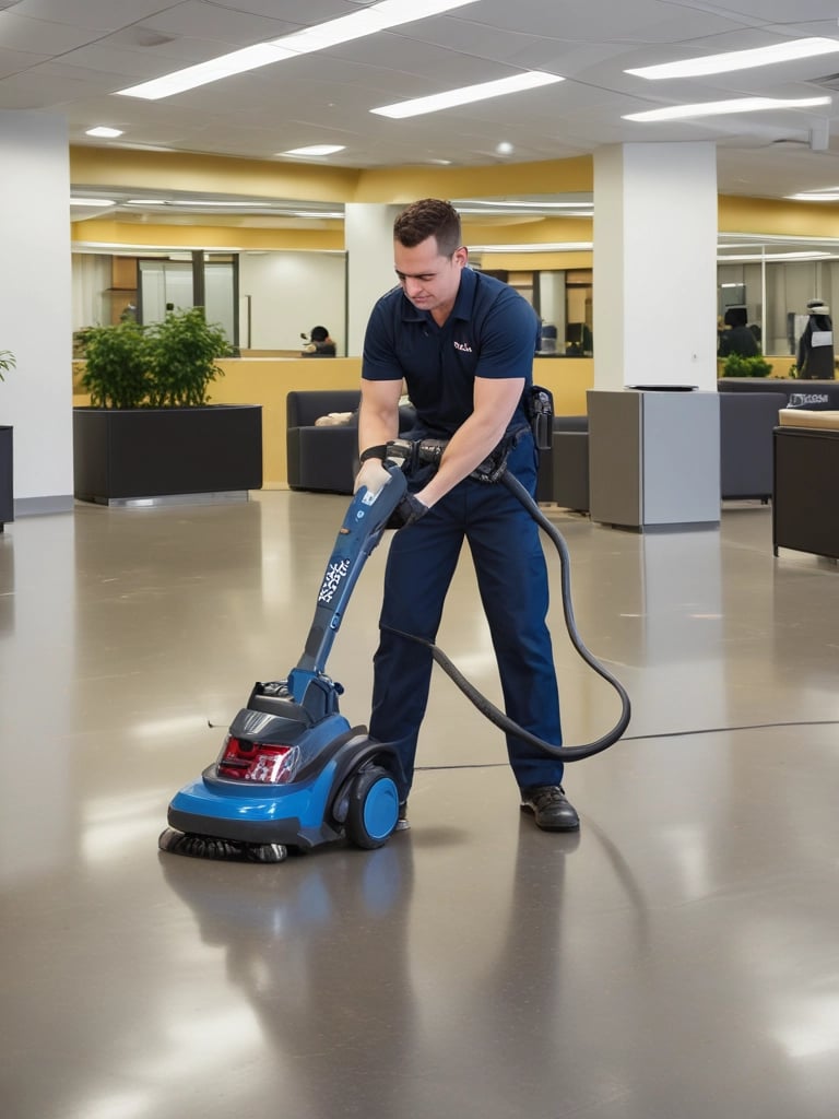 Team members of Cnet Propreté cleaning ski lodge windows with snowy alpine mountains in the background.