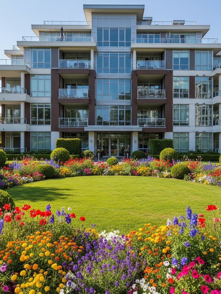 Strata Building with flowers