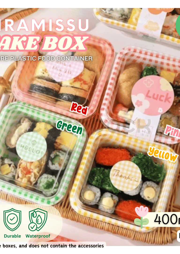 Kotak Bento Plastik PP Kotak-kotak