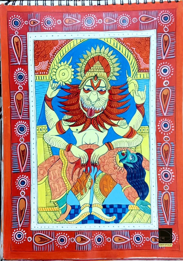 pattacjtra art of hindu god narsimha and demon hiranyakashipu