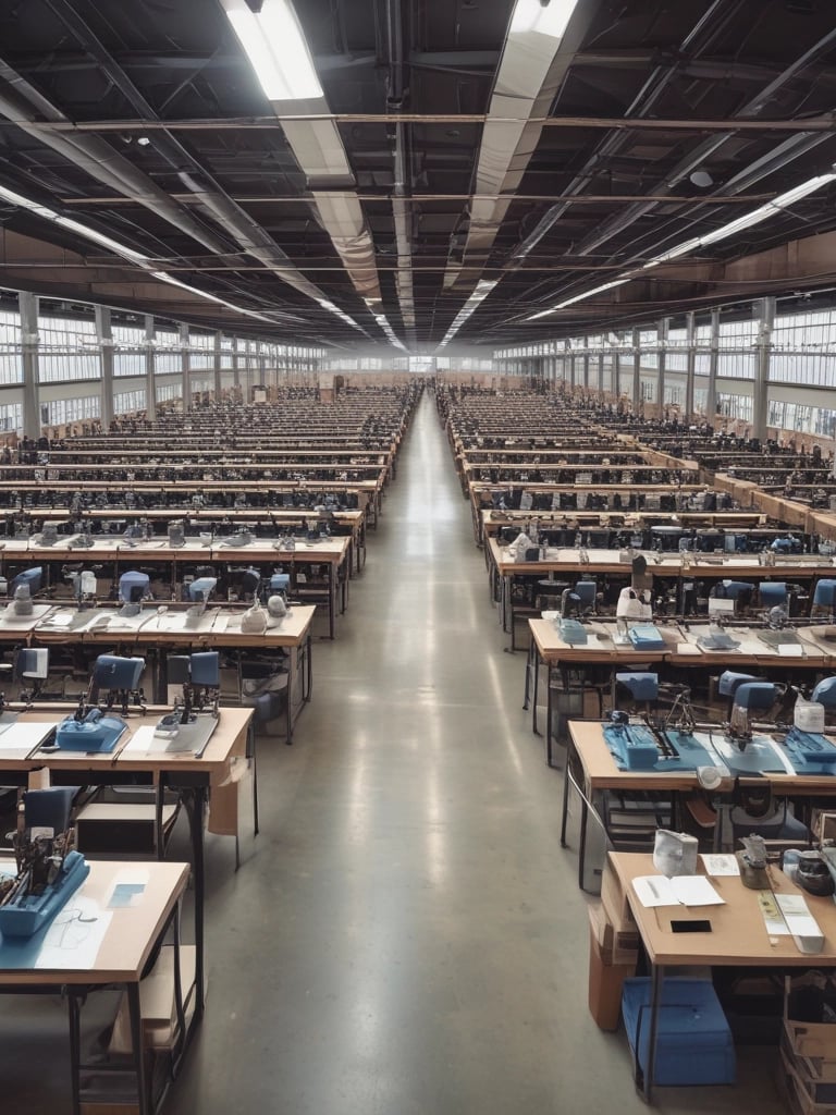 A sleek warehouse interior showing neatly stacked textile rolls ready for shipment.