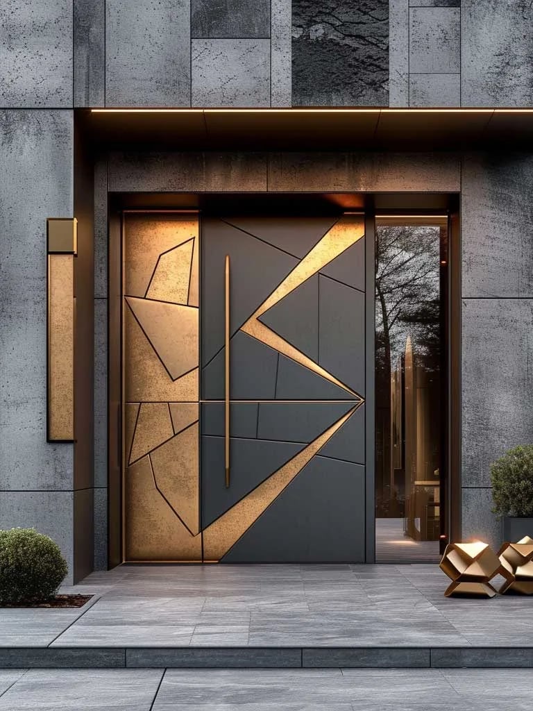 a modern door with a modern door and a large metal door