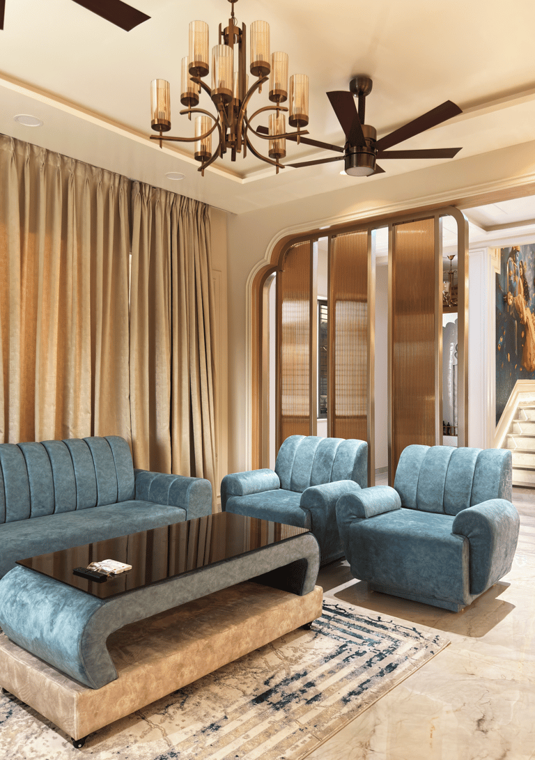 Luxury living room interior design in Palghar by Didhiti Design Studio