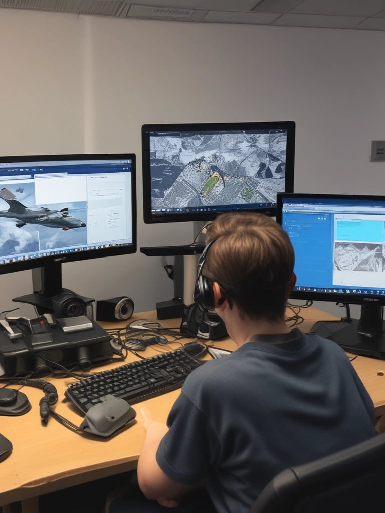 A vibrant classroom setting with aviation training materials and engaged students.