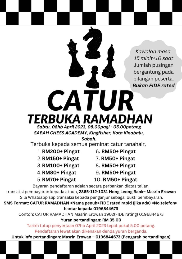Catur Terbuka Ramadhan, Sabah Chess Academy. Catur Malaysia
