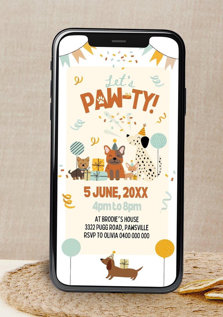 Animated Dog Birthday Video Invitation