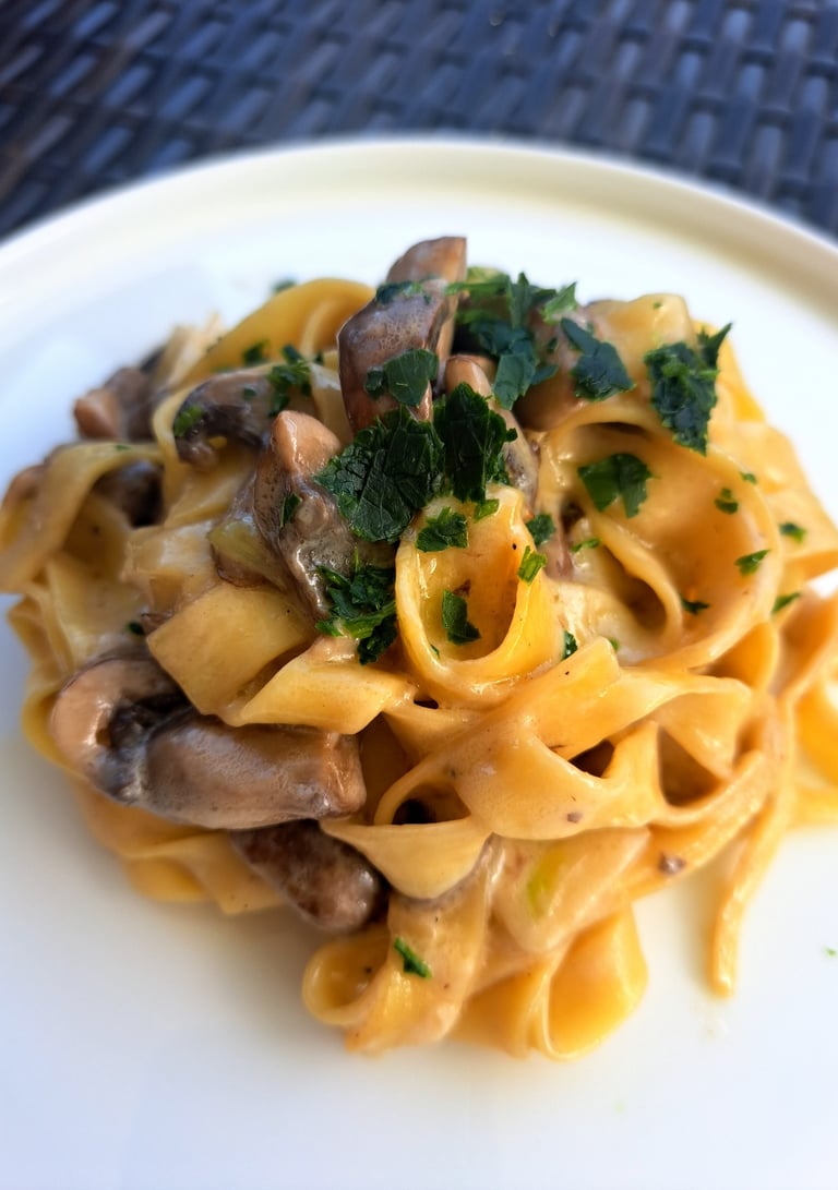 From our cooking Class: tagliatelle ai funghi