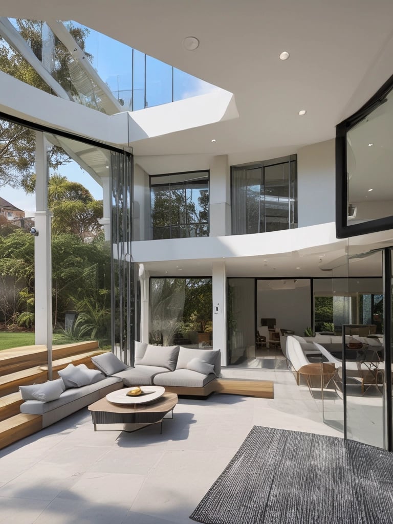 A beautifully finished modern single-storey home with clean lines and lush landscaping in Sydney.