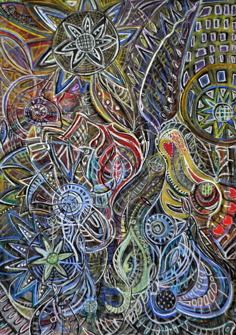 "Corn Flower" A Pastel Drawing by Artist Kristina Lee, 2014
