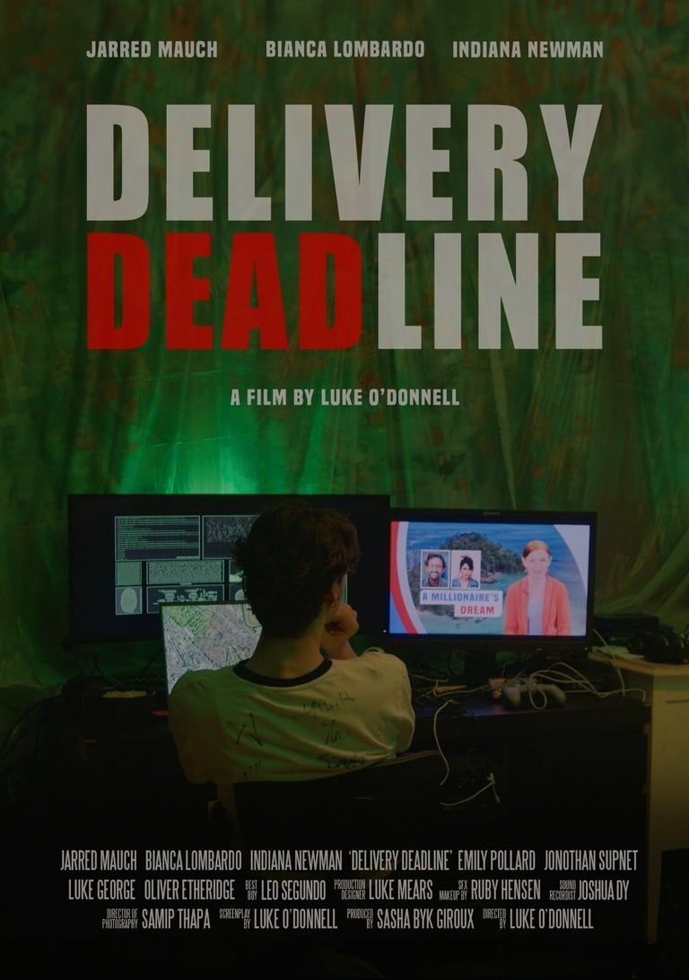 a man sitting at a desk with a laptop and a computer, movie poster