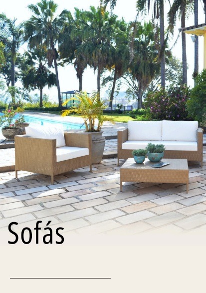 Móveis Sofás: sofás de alto padrão em alumínio, corda náutica, fibra sintética área externa/interna