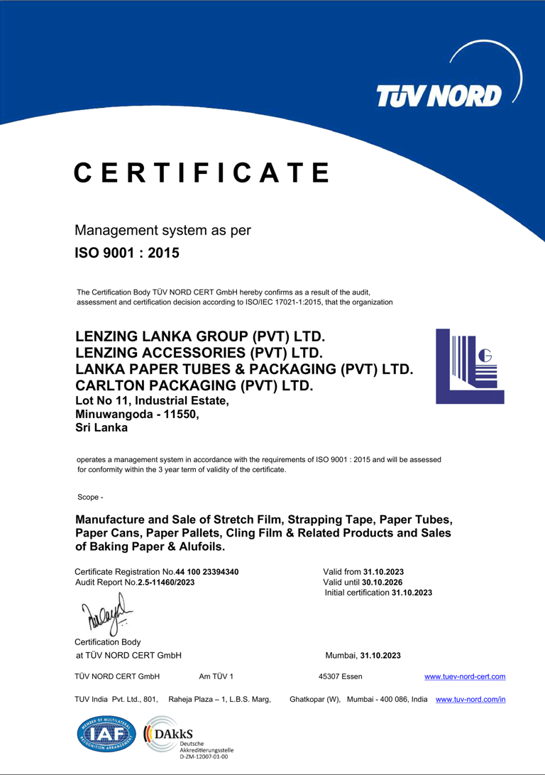 TUV Nord certificate