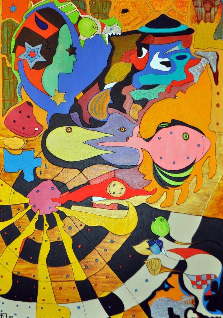 Star Flower, a full bodied painting on beginnings of creation by Kristina Lee