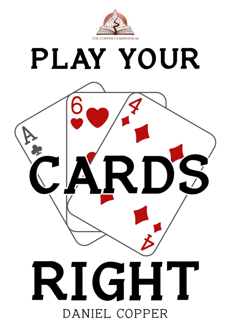 The cover of Play Your Cards Right, showing a 3 playing cards spread in the centre, framed by the text.
