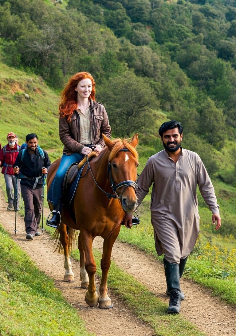 Woman riding horse on mushkpuri track