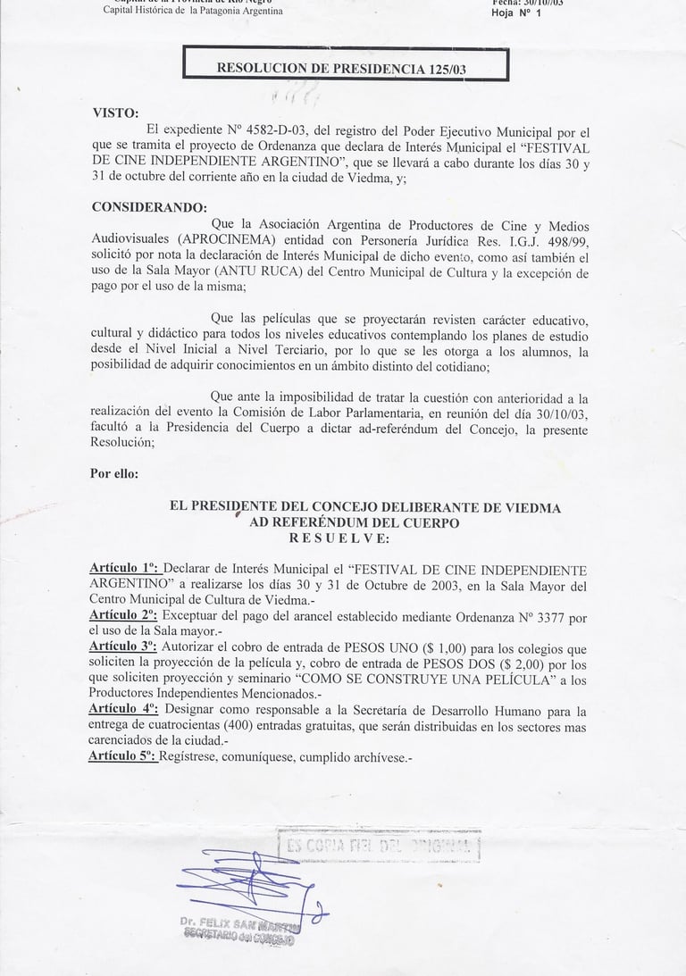 Interes Municipal de la Ciudad de Viedma - Rio Negro