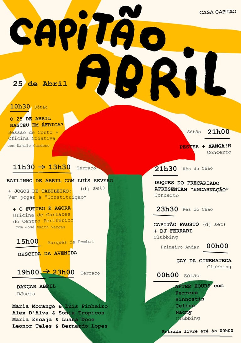 ilustração de cartaz 25 de Abril Casa Capitão