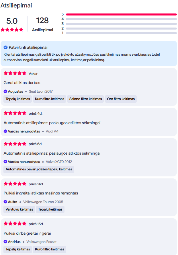 Klientų atsiliepimai. Servisas Diagnoteka