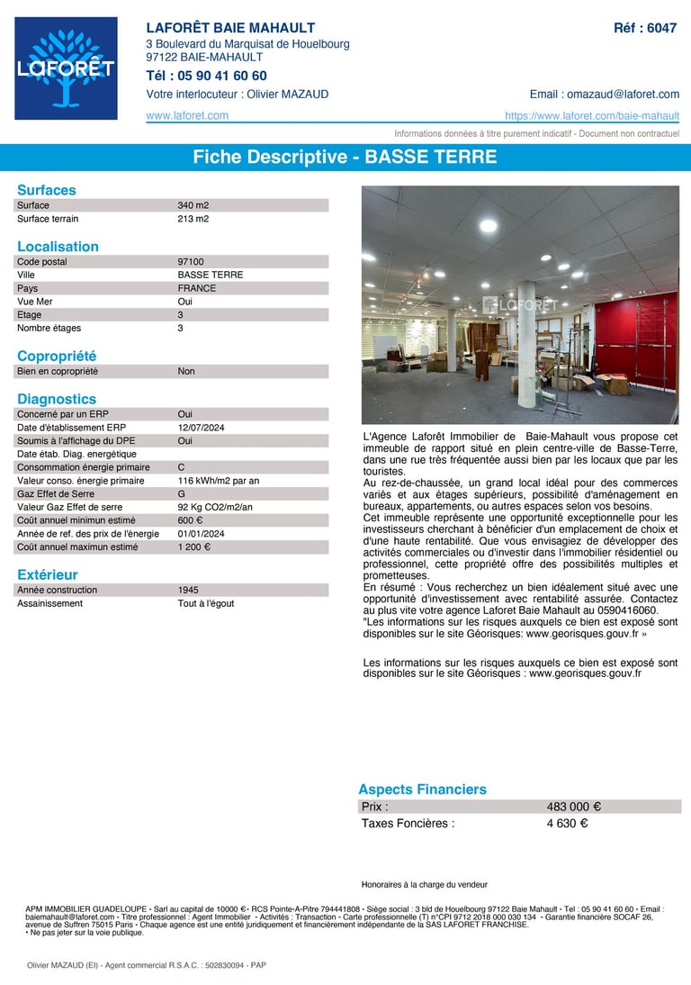 Immeuble de rapport Basse Terre