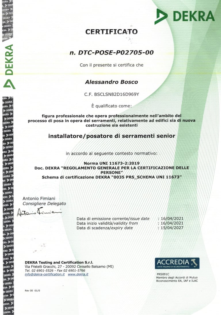 Certificato posatore EQF3