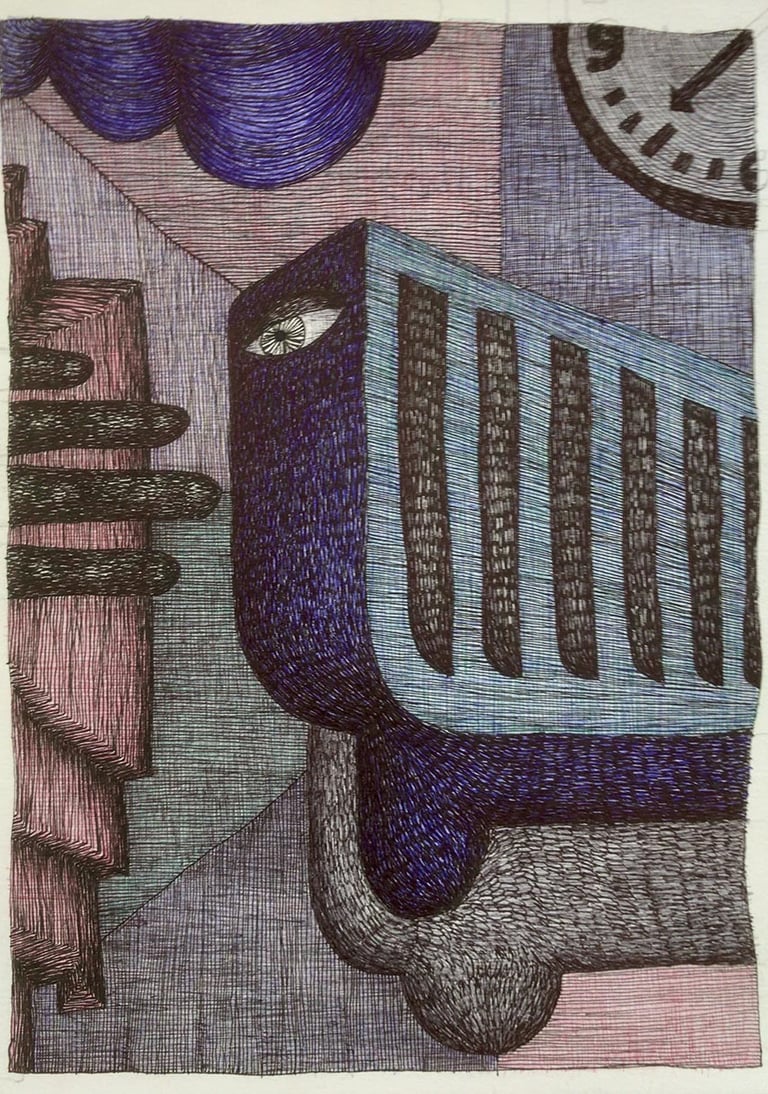 dessin abstrait bic 4 couleurs