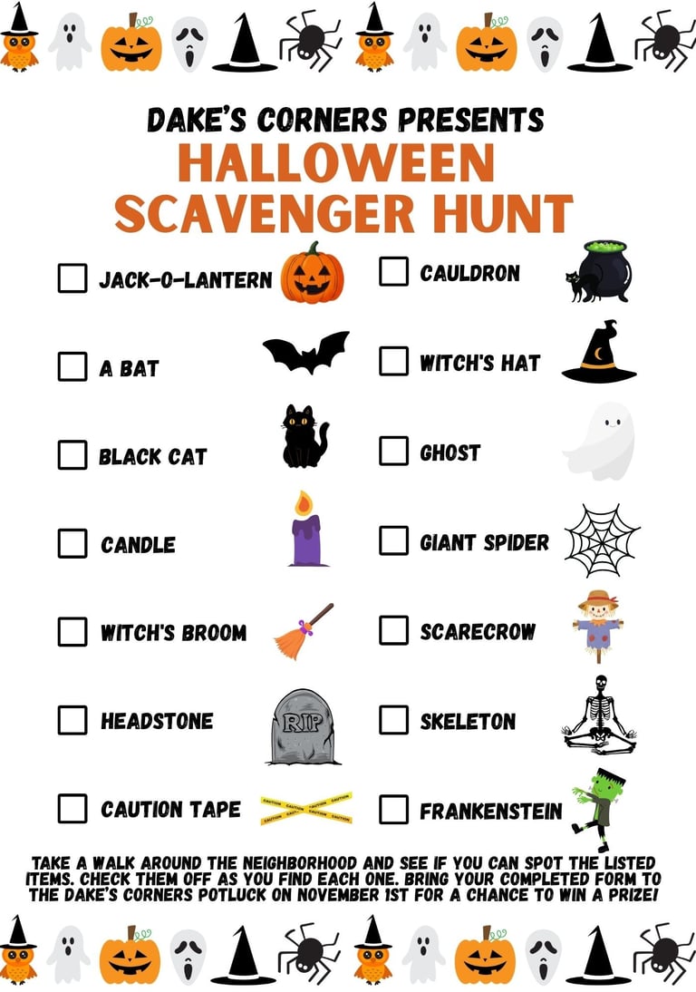 Dake's Corners Scavenger Hunt
