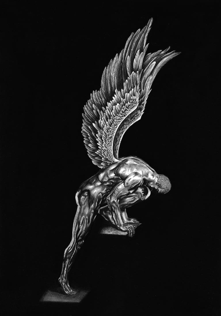 zeitgenössische Zeichnung in Schwarz-Weiß