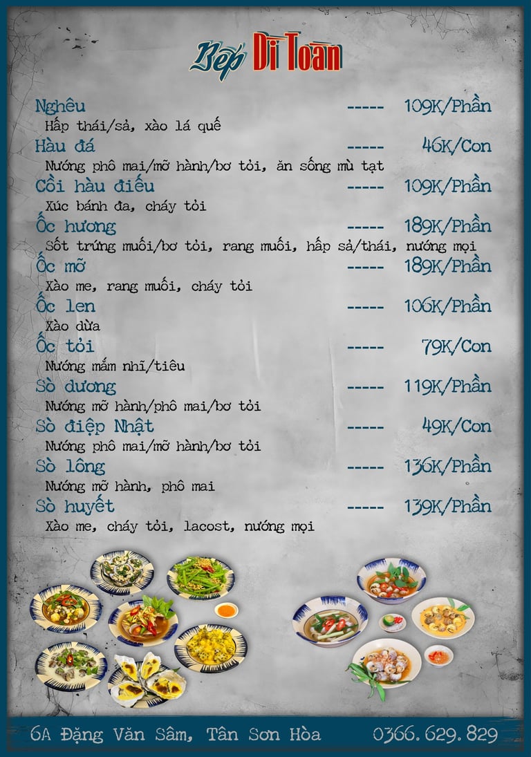 Thực đơn Bếp Dì Toàn - Top 1 nhà hàng ngon gần sân bay