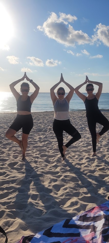 tree pose - beach yoga playa del carmen