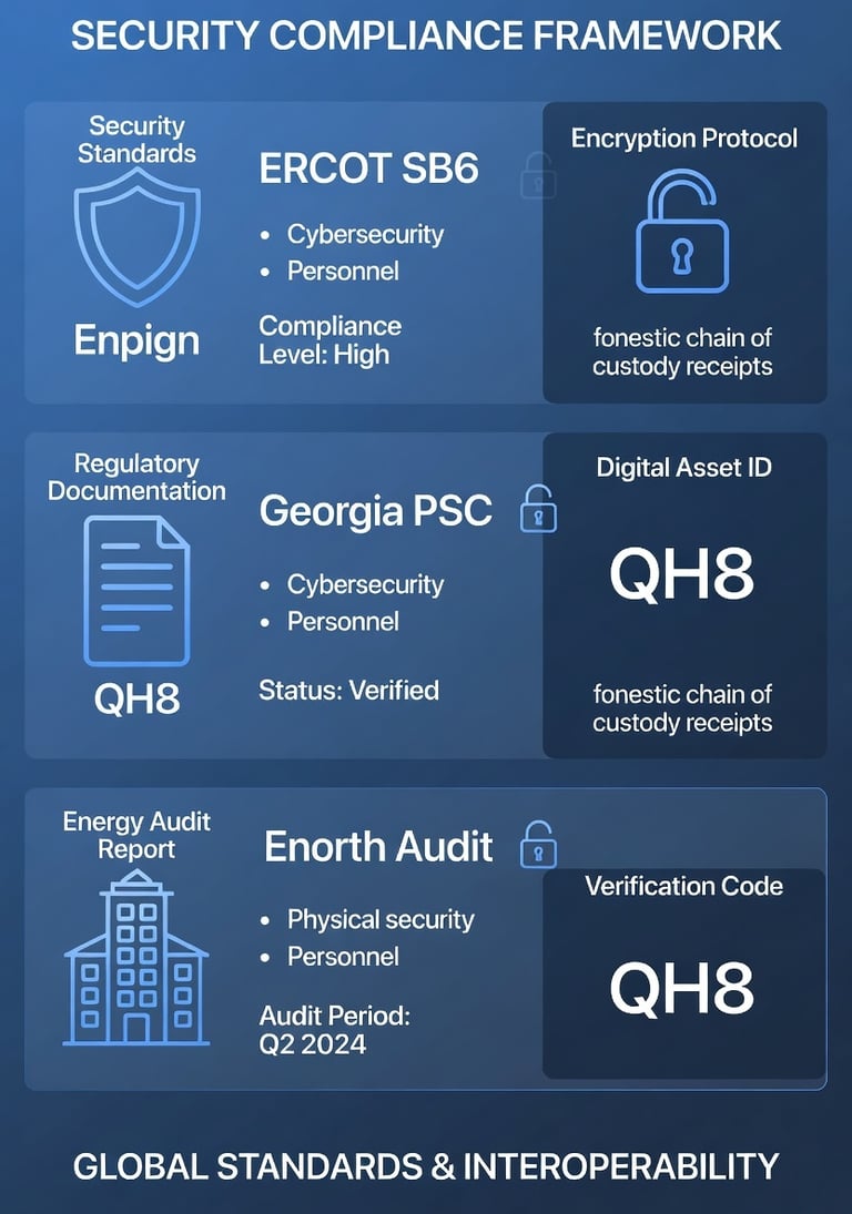 Compliance evidence: QH8 SHA-256 forensic receipts meeting ERCOT, Georgia PSC, North Carolina, Israe