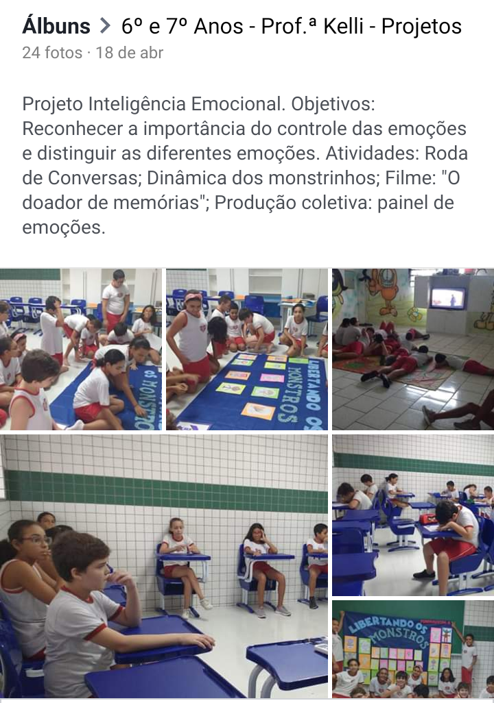 Registros de um dos projetos desenvolvidos por mim, em uma das escolas que lecionei.
