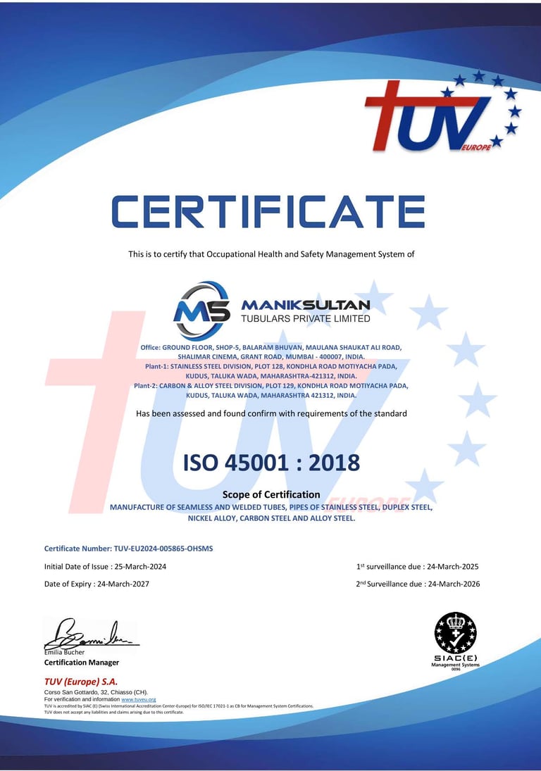 ISO 45001 Certificate