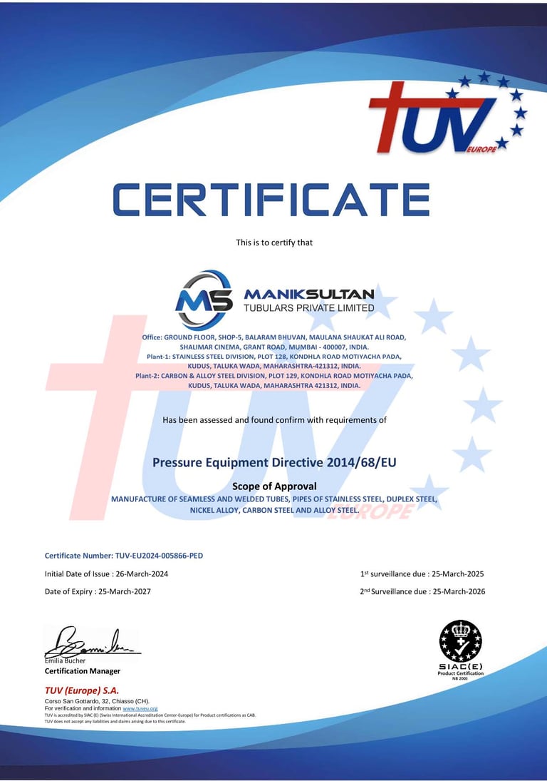 PED Certificate