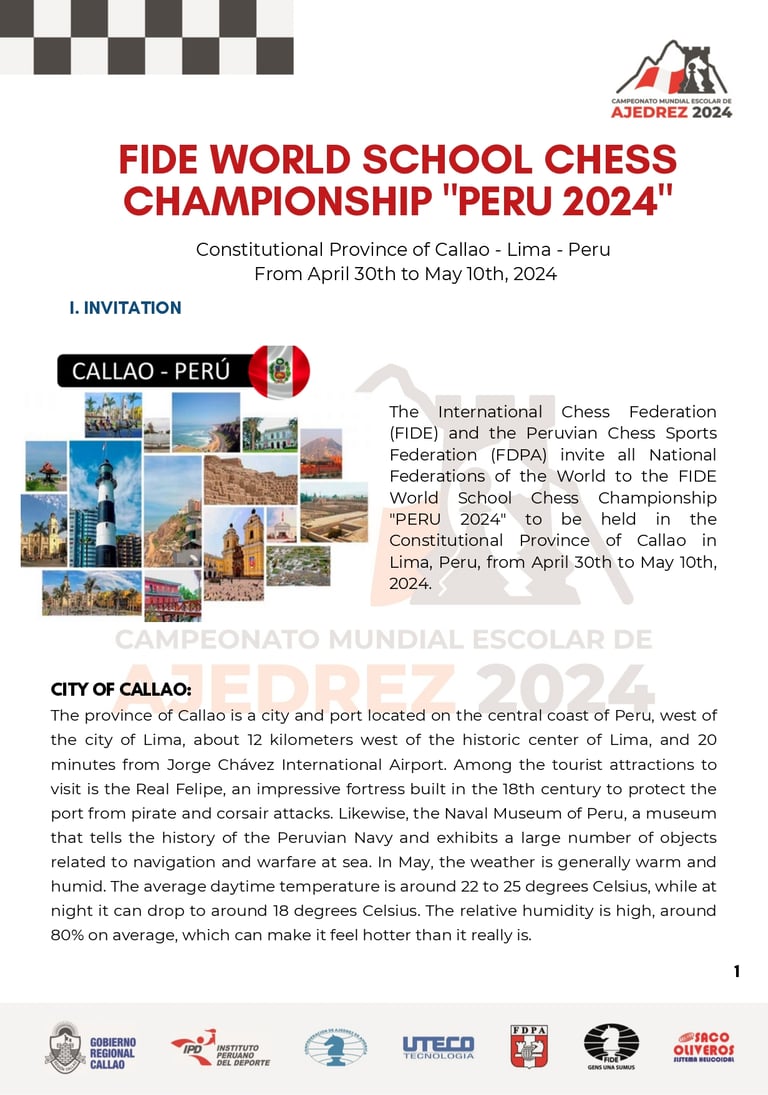 FIDE World School Championship 2024 in Peru. FIDE World International Chess Tournaments