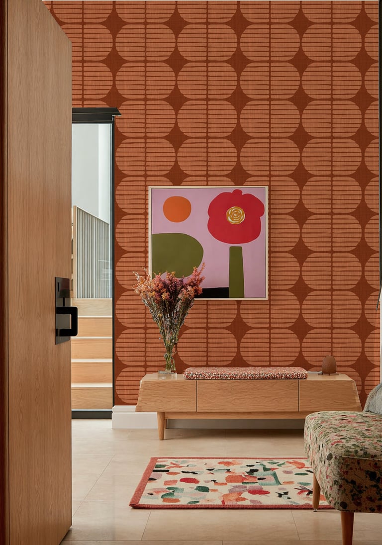 Fun retro style modern wallpaper in orange