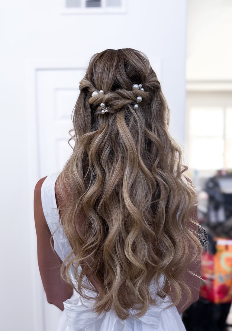 Modern romantic bridal hairstyle for Central California bride — effortless texture and volume