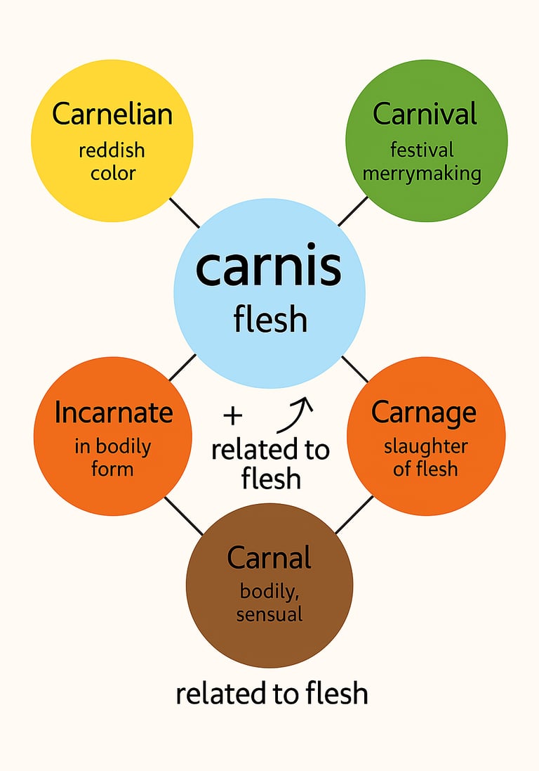 Word Power Made Easy Root Word Chart, carnis