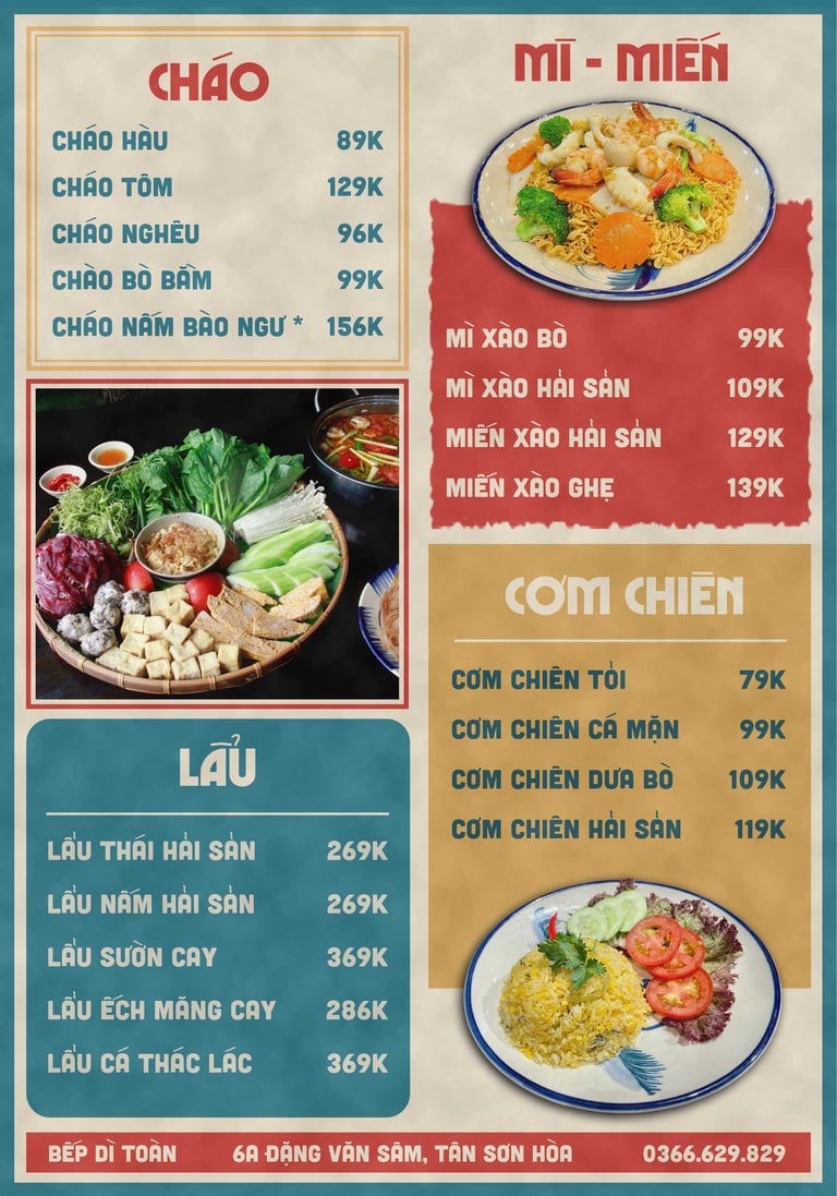 Thực đơn Bếp Dì Toàn - Top 1 nhà hàng ngon gần sân bay