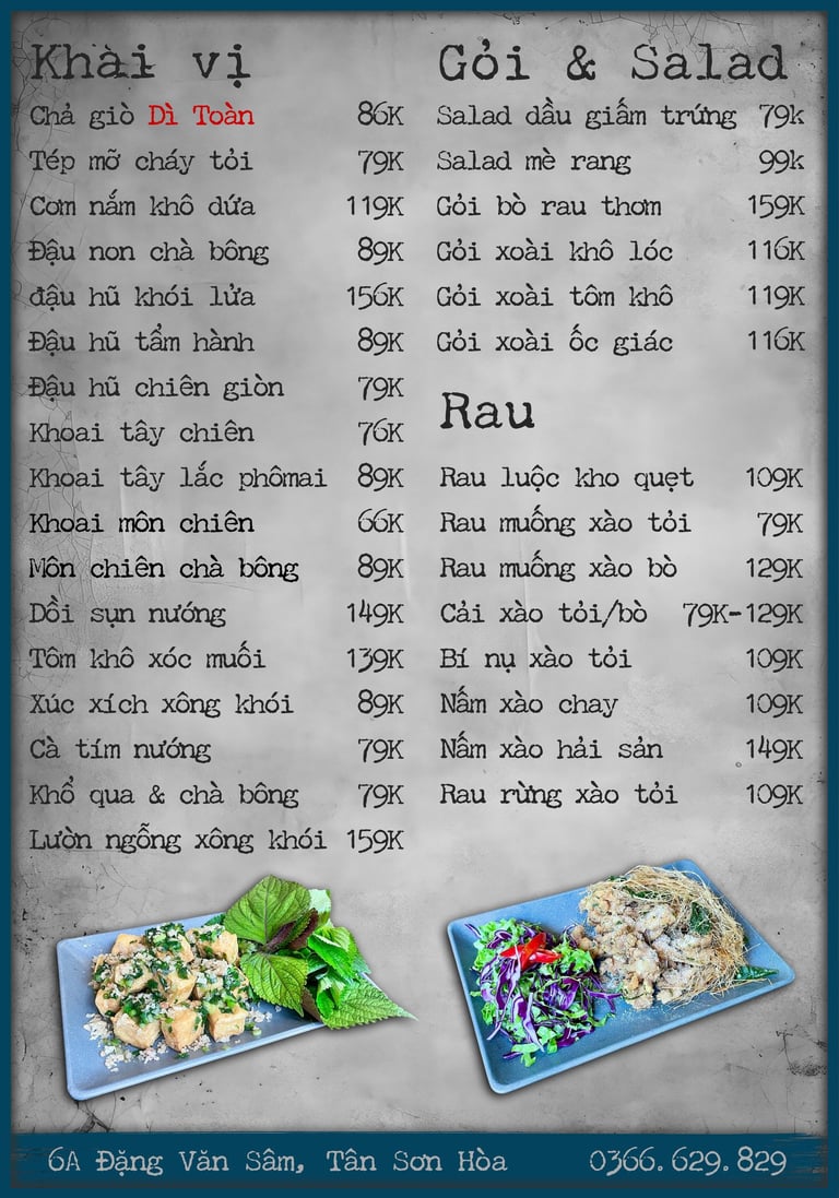 Thực đơn Ốc Dì Toàn - Top 1 quán ngon sân bay