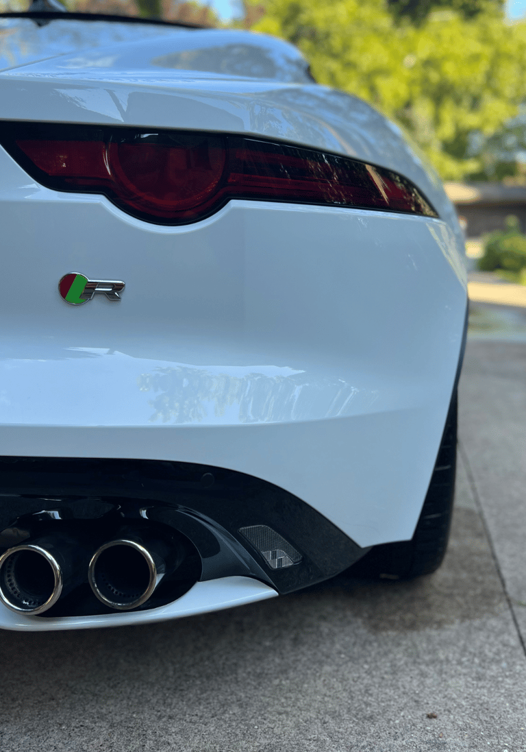 Jaguar F Type sports car glowing after a premium exterior wash and dry service