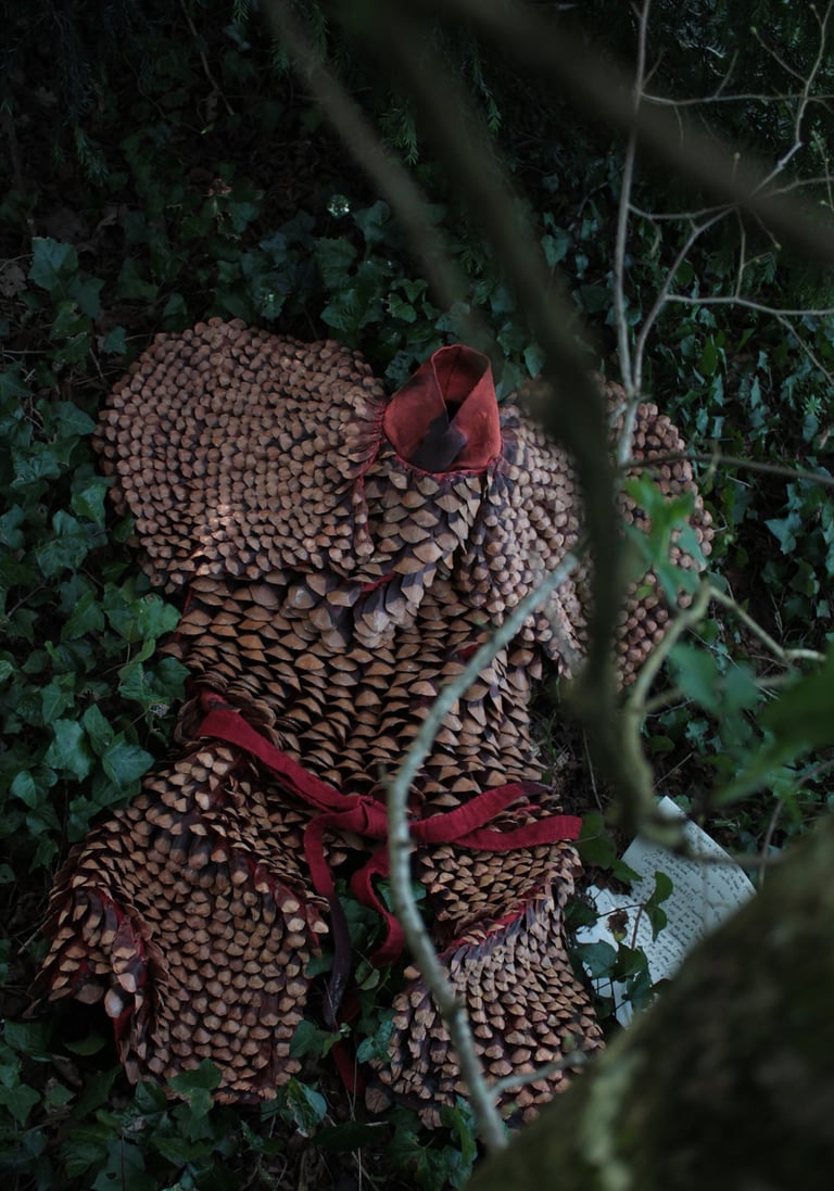 karine-nguyen-van-tham-Larmes de guerre-armure au sol-in situ paysage