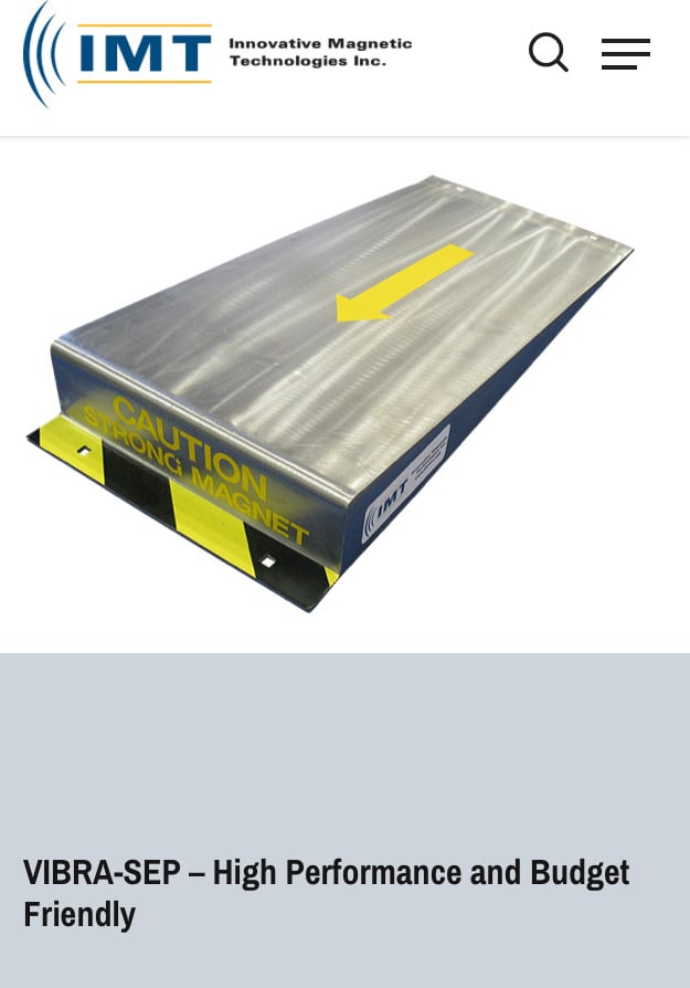 IMT Magnetic Separator for Vibrating Conveyor