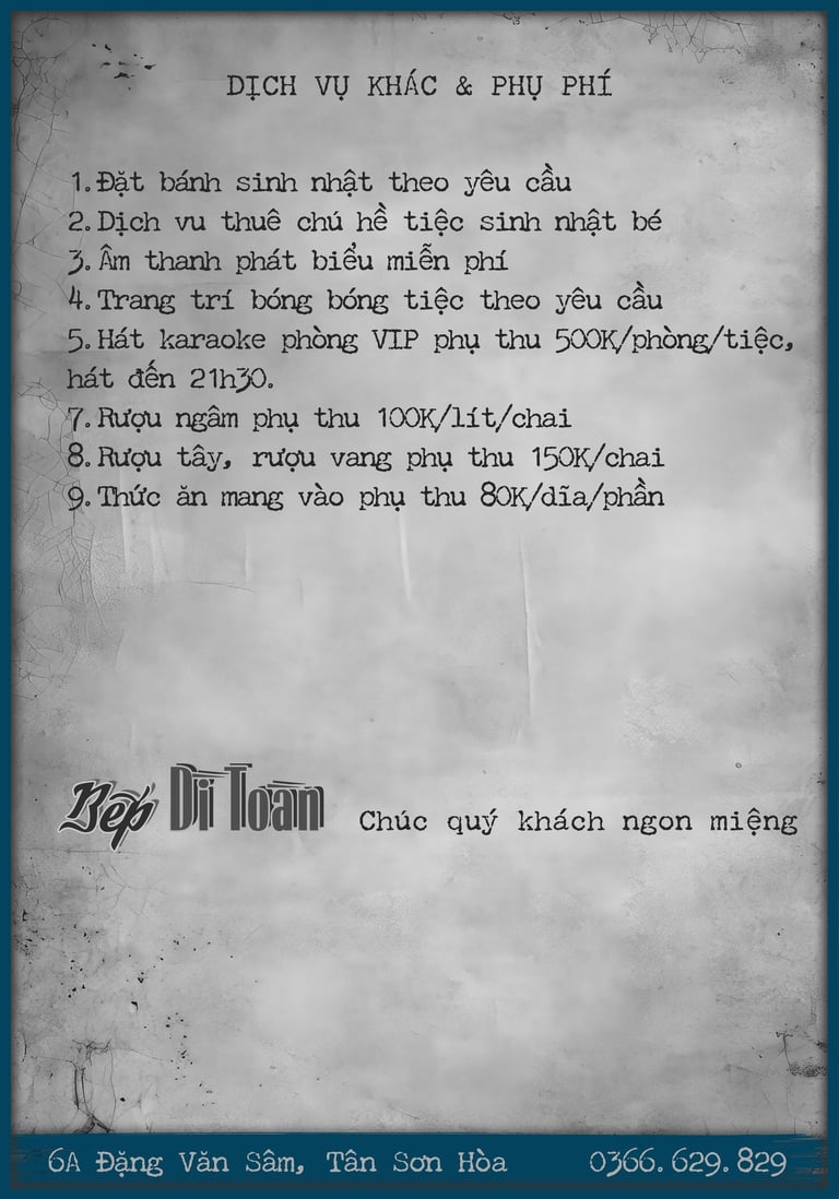 Thực đơn Bếp Dì Toàn - Top 1 nhà hàng ngon gần sân bay