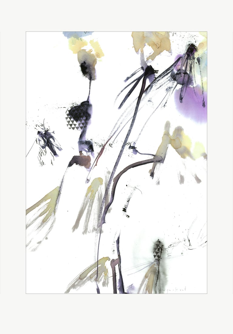 Watercolor art was created in the artist's Yuge Kurt studio. One-of-a-kind Artwork. Flowers