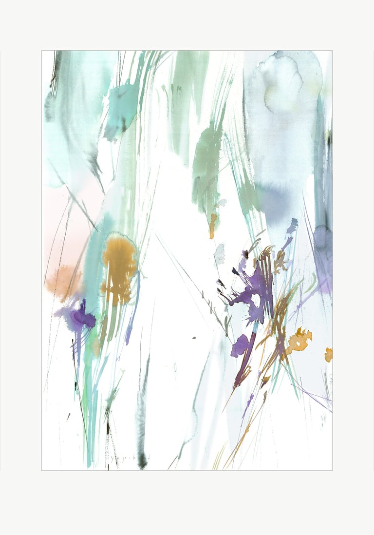 Watercolor art was created in the artist's Yuge Kurt studio. One-of-a-kind Artwork. In the grass
