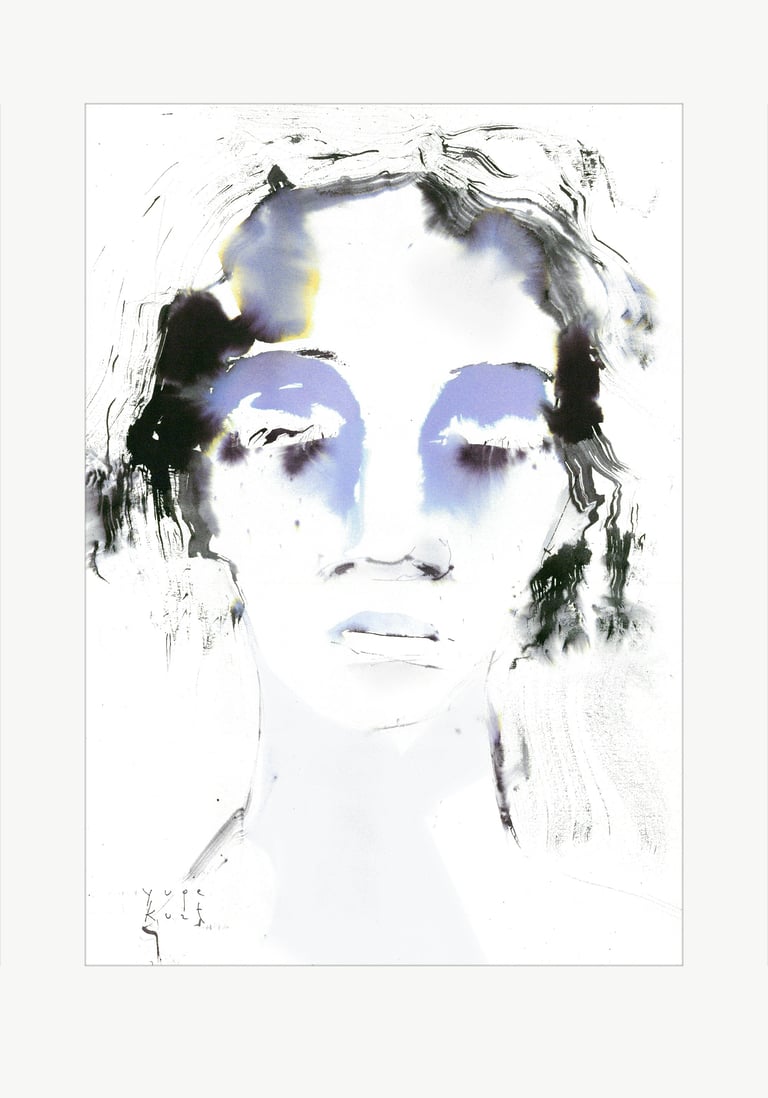 Watercolor art was created in the artist's Yuge Kurt studio. One-of-a-kind Artwork for interior