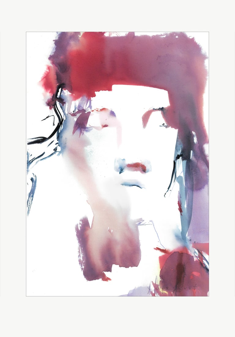 Watercolor art was created in the artist's Yuge Kurt studio. One-of-a-kind Artwork. Meditation
