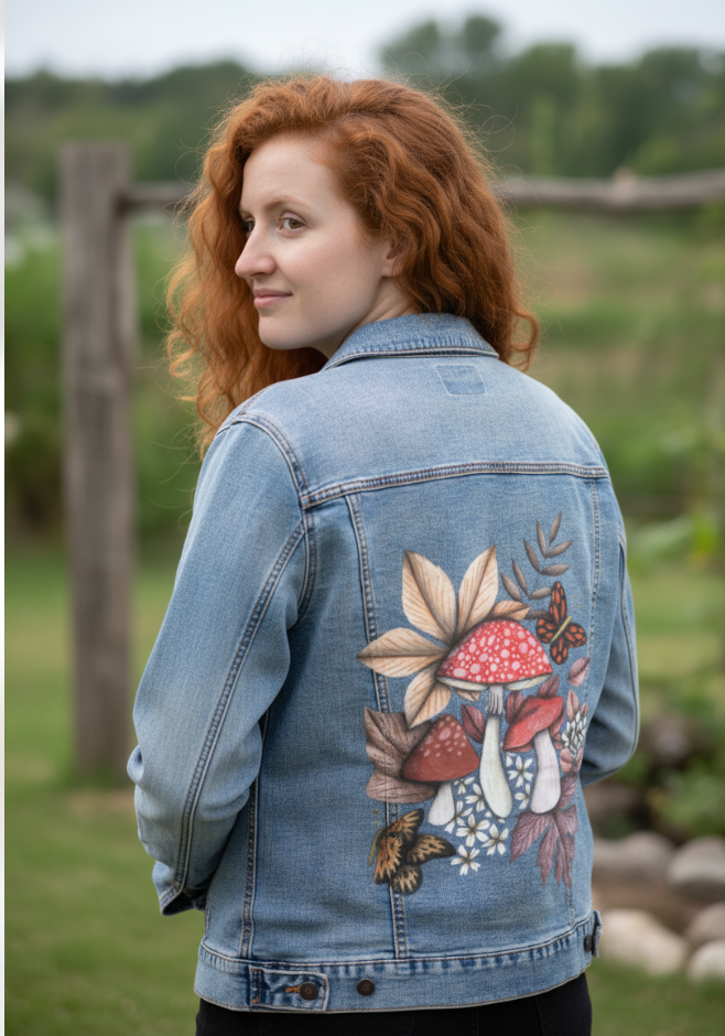 Girl wearing a printed jacket