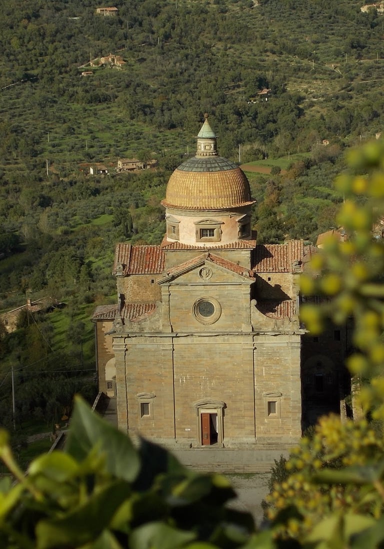 a church in the countryside of Cortona